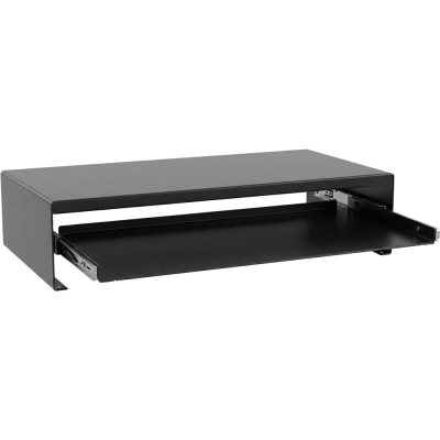 강원전자 넷메이트 다용도 2단 슬라이딩 메탈 받침대, 560x260x125mm 블랙 NM-AM560SB