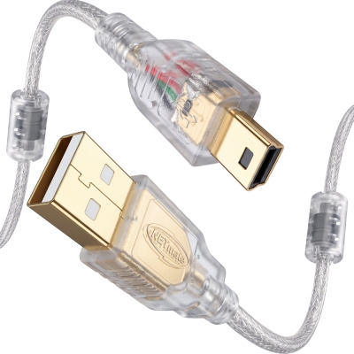 강원전자 넷메이트 프리미엄 USB2.0 AM-Mini 5핀 투명 케이블 3m NM-PUM230S