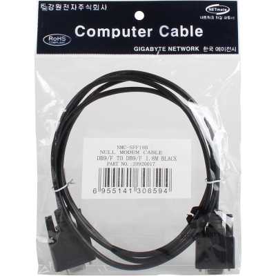 강원전자 넷메이트 9핀 F/F NULL MODEM 케이블 1.8m (블랙) NMC-SFF18B