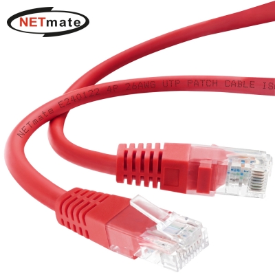 강원전자 넷메이트 CAT.5E UTP 랜 케이블 0.3m, 레드 NMC-U5003R
