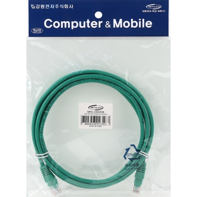 강원전자 넷메이트 CAT.5E UTP 랜 케이블 2m, 그린 NMC-U502GN