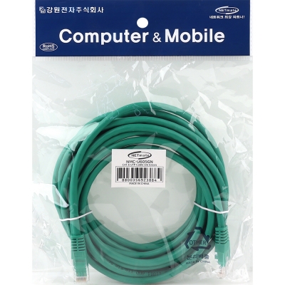 강원전자 넷메이트 CAT.6 UTP 랜 케이블 5m, 그린 NMC-U605GN
